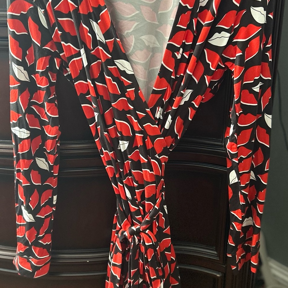 Diane von Furstenberg Red and Black Dress Lips!